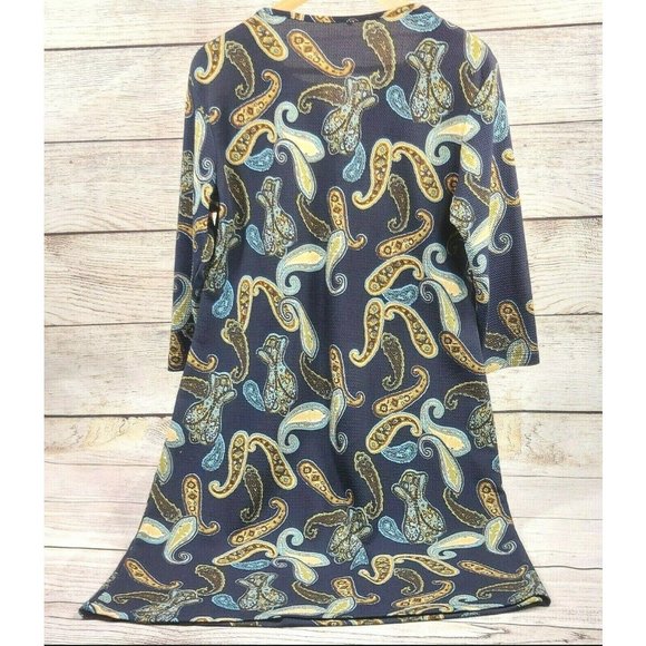 Women Tunic Boho Hippie Style Top Tank Dress Leaves Leaf Printed Blue Yellow S3 - Picture 5 of 6